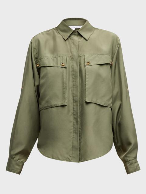 VERONICA BEARD Jada Button-Front Silk Top