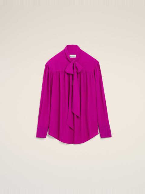AMI Paris PURPLE LAVALLIERE SILK-BLEND BLOUSE