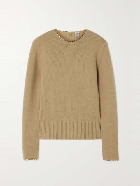 Chain-embellished wool and cashmere-blend sweater