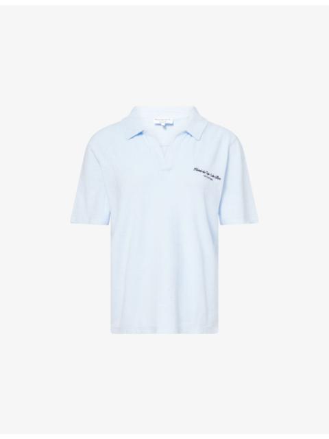 Sporty & Rich April Eden Script Terry-Cotton Polo Top