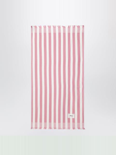 TEKLA Pink/white striped beach towel