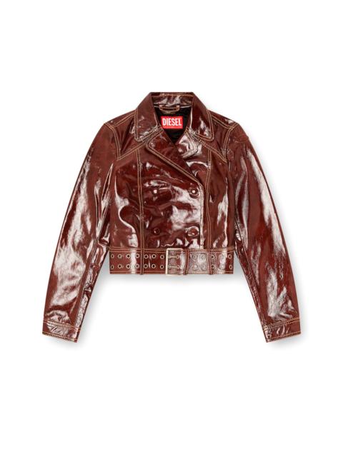 Diesel PATENT-LEATHER JACKET WITH LARGE BELT