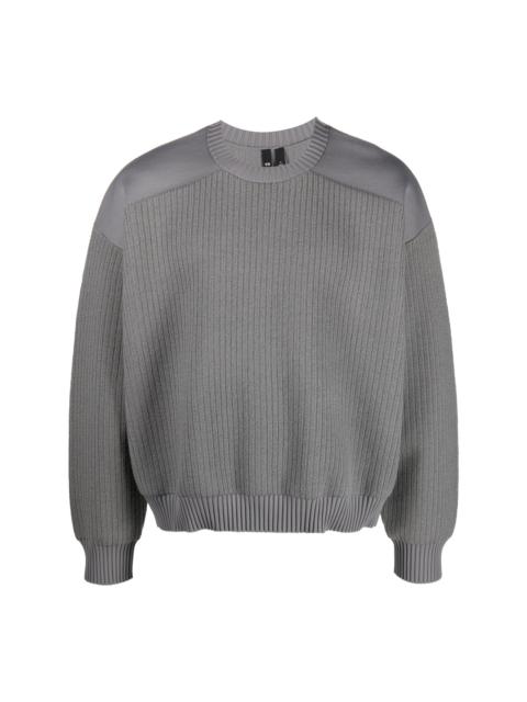 ribbed-panneling crew-neck jumper