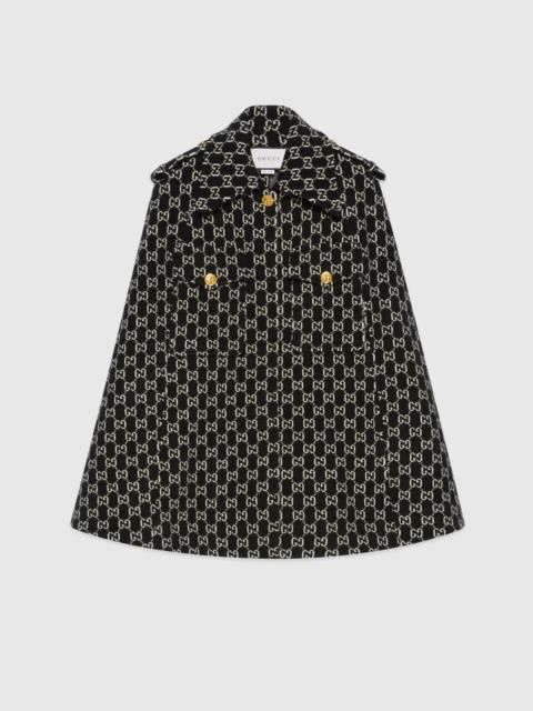 GUCCI Felted wool cape with GG jacquard