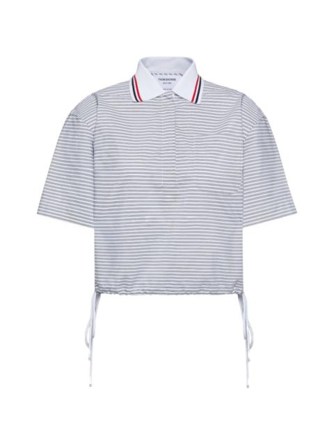 Thom Browne 4-bar striped poplin polo top