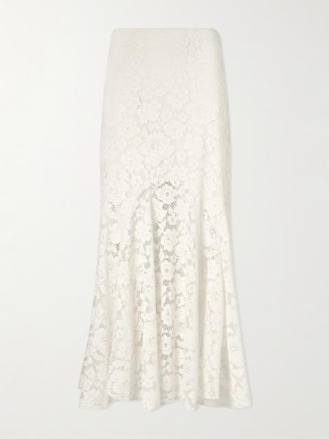 RIXO Jade Pleated Lace Midi Skirt