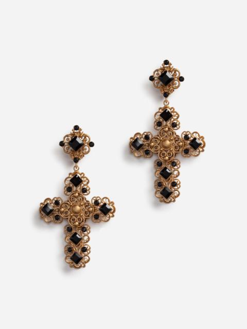Dolce & Gabbana Clip-on drop earrings with crosses