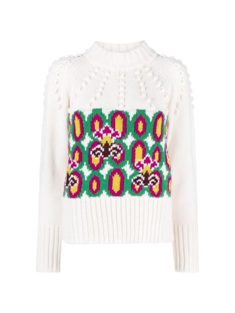 intarsia-knit virgin wool jumper