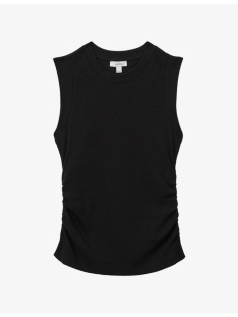 REISS Trudy Ruched Stretch-Cotton Top