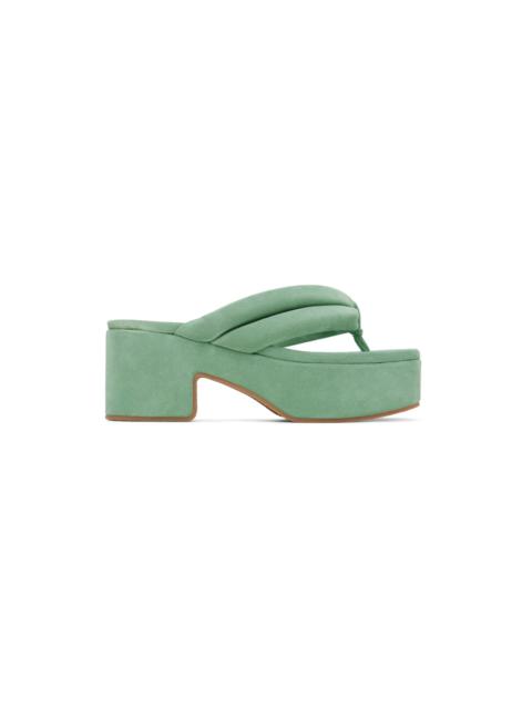 Dries Van Noten Green Platform Thong Sandals