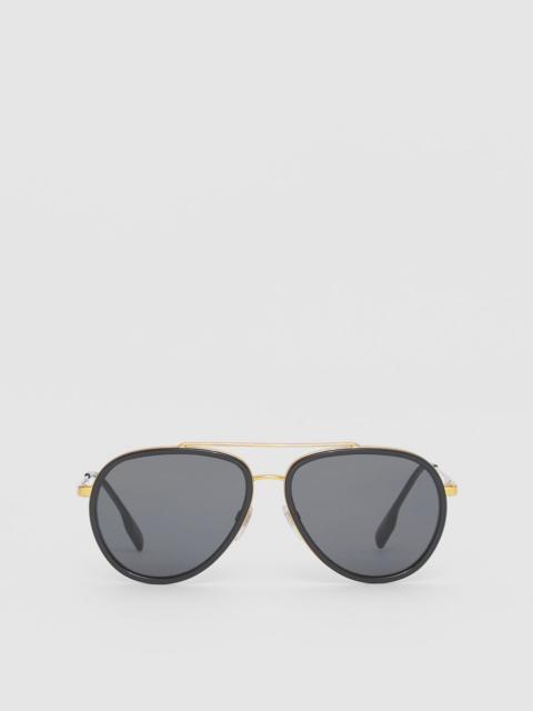 Icon Stripe Detail Pilot Sunglasses