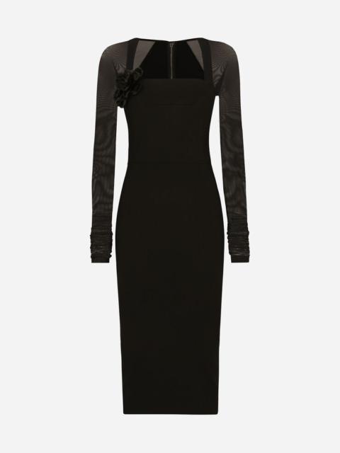 Dolce & Gabbana Jersey calf-length dress with tulle sleeves