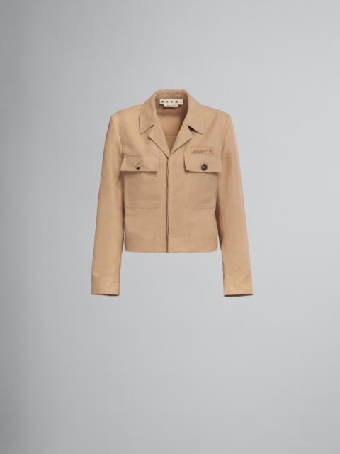 Marni SHORT BEIGE JACKET IN TECHNICAL COTTON-LINEN