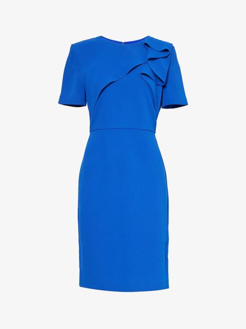 Slim-fit round-neck woven midi dress