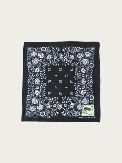 Kapital Fastcolor Selvedge Bandanna (CHURCHILL GARDEN) 20x20 - Black