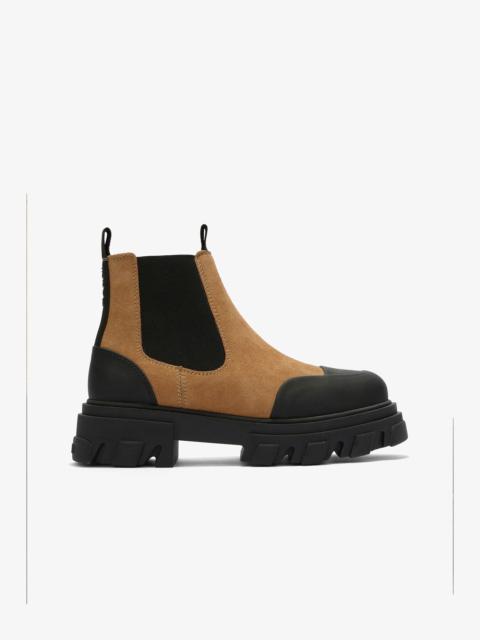 GANNI LOW CHELSEA BOOTS IN SUEDE BROWN