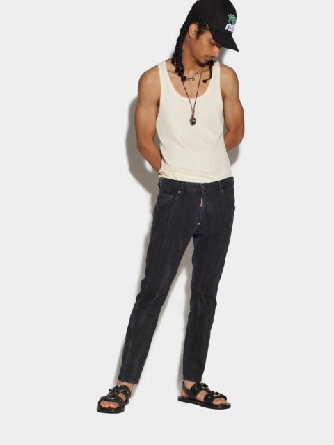 DSQUARED2 BLACK SMOKE BULL WASH SKATER JEANS