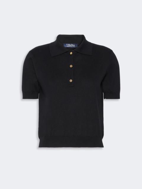'S Max Mara POMPOSA Polo shirt in cotton, silk and cashmere yarn - BLACK