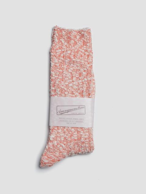 Nigel Cabourn Anonymous Ism Lightweight Slub Crew Sock in Orange