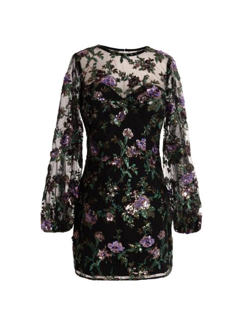Dress The Population Women's Mila Floral Organza Minidress - Black Multi