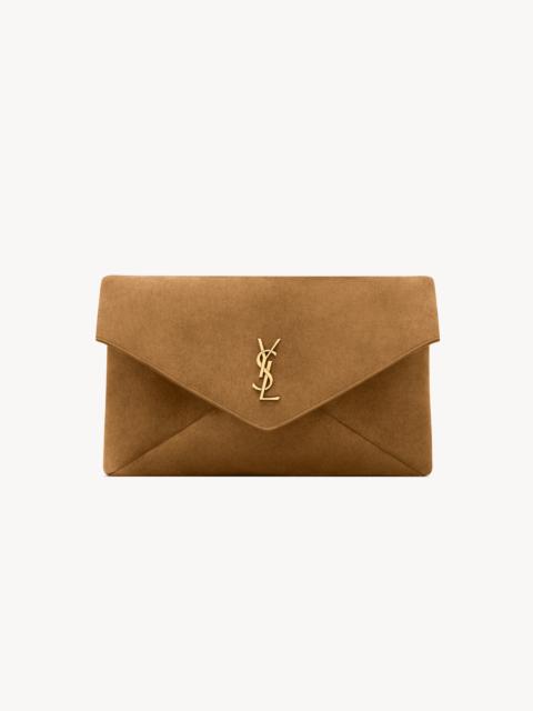 SAINT LAURENT CASSANDRE LARGE ENVELOPE POUCH IN SUEDE