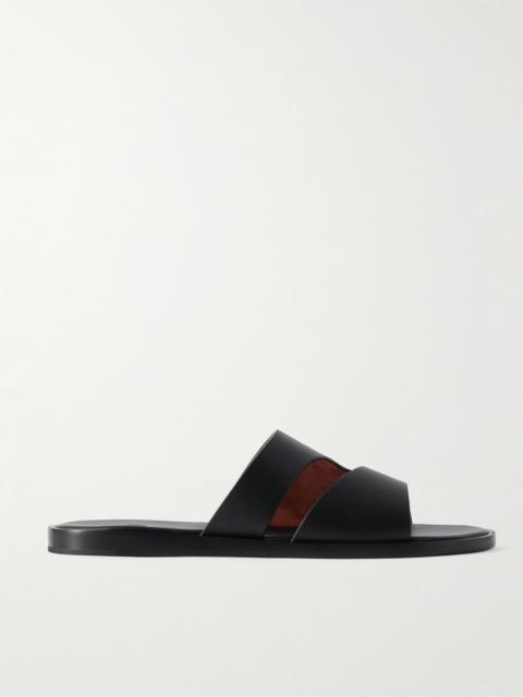 Loro Piana Pilat Plain Walk Cutout Leather Sandals Black