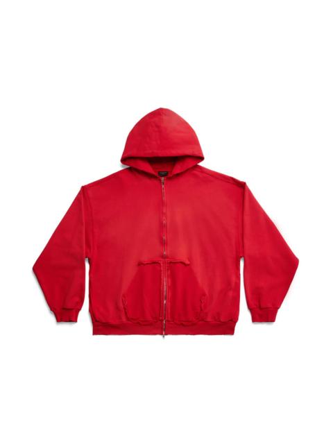 BALENCIAGA Skater Zip-up Hoodie Medium Fit in Red | REVERSIBLE