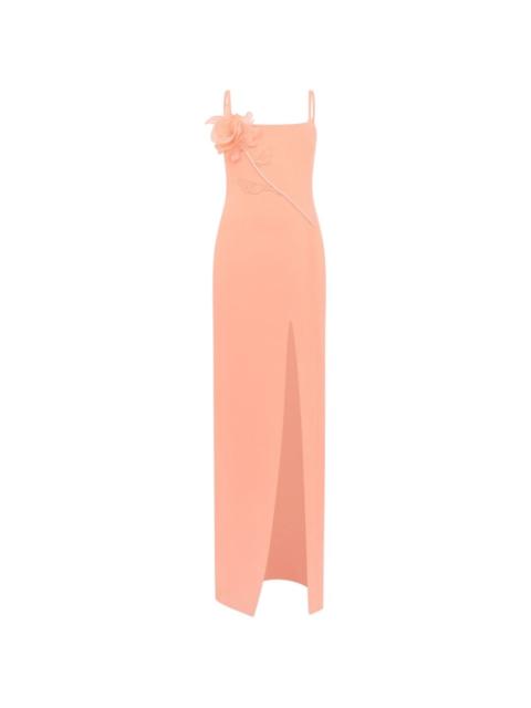 David Koma floral-appliqué slit maxi dress