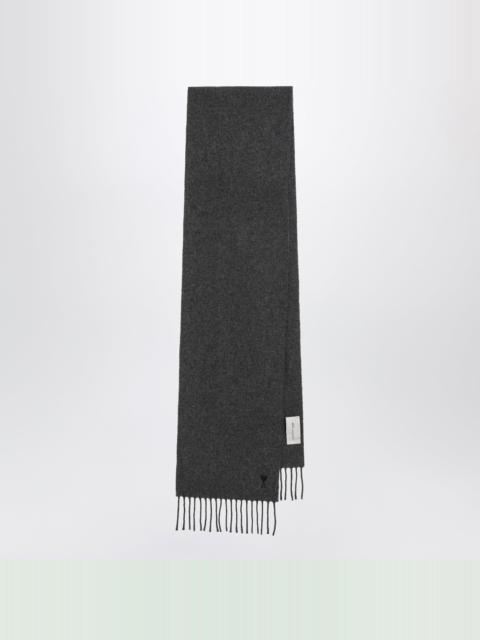 AMI Paris Grey Ami de Coeur wool scarf