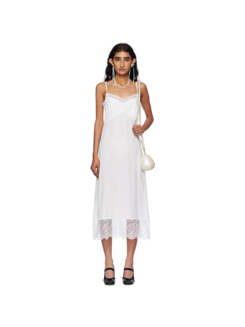 Simone Rocha Off-White Deep Lace Trim Slip Midi Dress