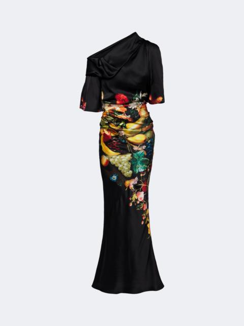 Dries Van Noten Draped printed silk satin gown
