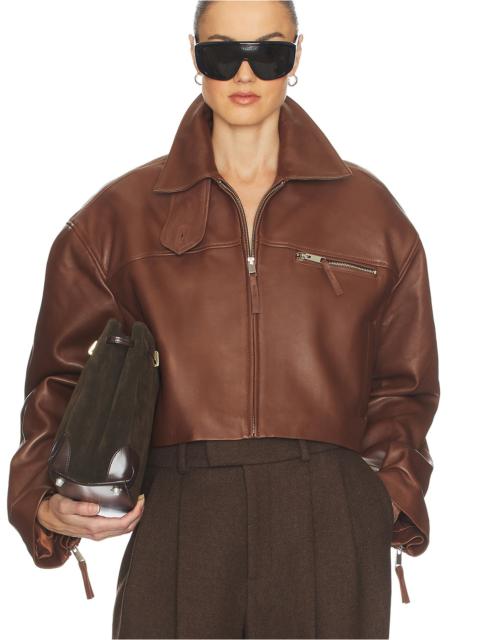 HELSA The Leather Oversized Moto Jacket in Smooth Leather