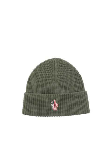 Moncler logo-patch ribbed beanie hat