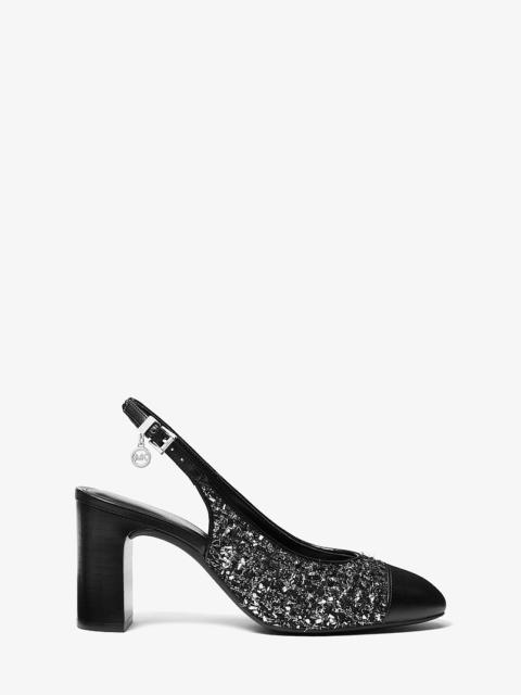 MICHAEL KORS Piper Flex Metallic Tweed and Leather Slingback Pump