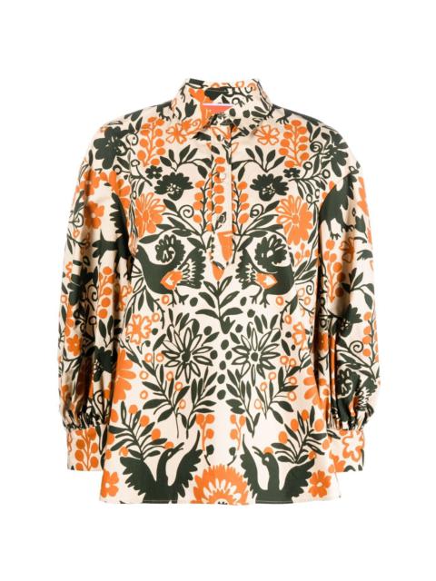 La DoubleJ floral-print puff-sleeves shirt