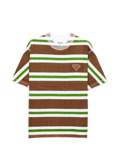 Prada Prada Striped Logo-patch T-shirt