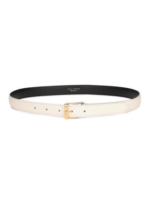 NILI LOTAN Women's Dana Croc-Embossed Leather Belt - Ivory Gold