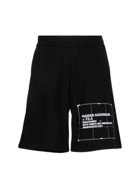 Haider Ackermann logo-embroidered cotton track shorts