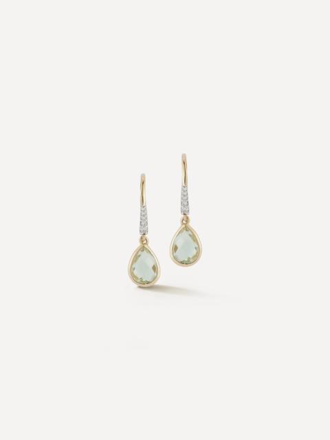 MATEO 14ct Gold Bezeled Green Amethyst Drop Earrings