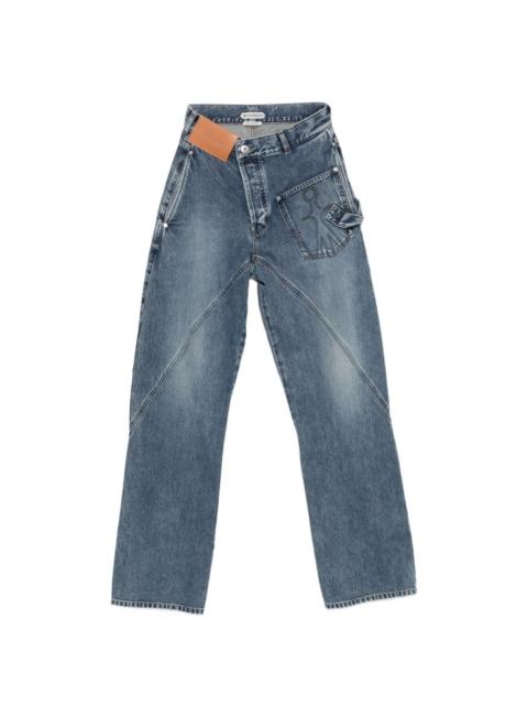 JW Anderson twisted-effect logo-patch jeans