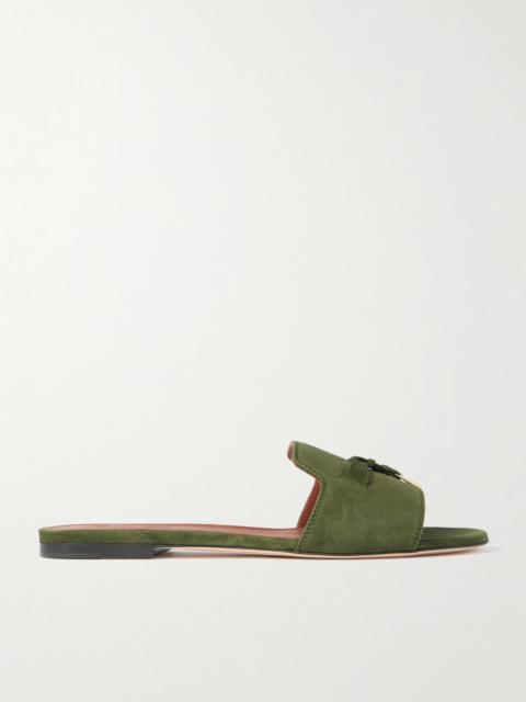 Loro Piana Summer Charms Suede Slides