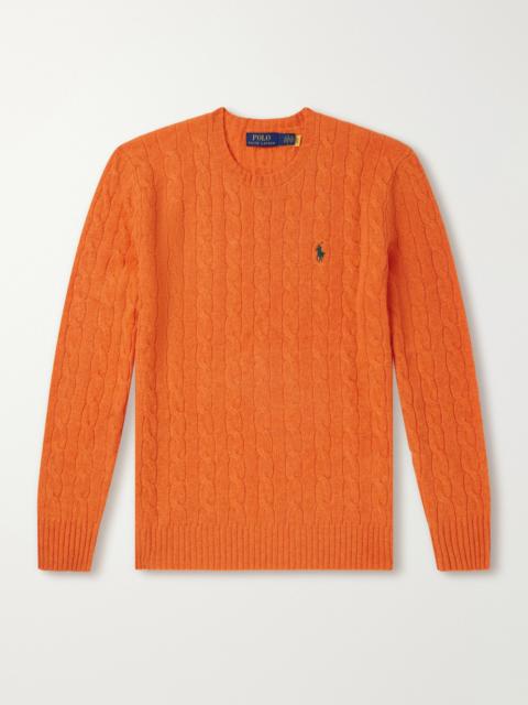 Polo Ralph Lauren Logo-Embroidered Cable-Knit Wool and Cashmere-Blend Sweater
