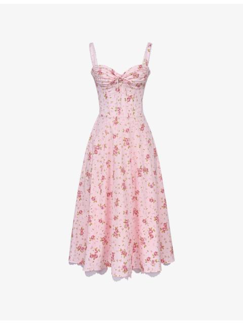 House of CB Rosalee Floral Stretch-Cotton Midi Dress