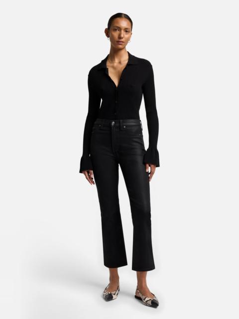 7 For All Mankind High Waist Slim Kick in Coated Black