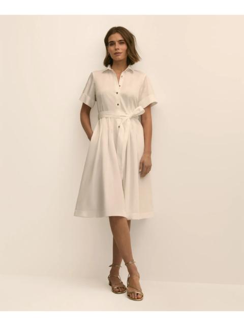 Brooks Brothers Cotton Sateen Short-Sleeve Belted Shirt Dress