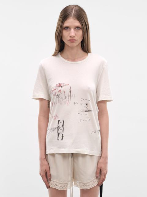 Ann Demeulemeester Fanie Ivory Cotton Graphic Tee