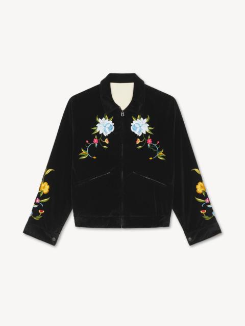 KENZO 'KENZO Windflower' embroidered genderless souvenir jacket in cotton velvet