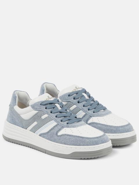 H630 denim-trimmed leather sneakers