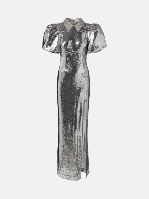 REBECCA VALLANCE Olympia sequined puff-sleeve gown