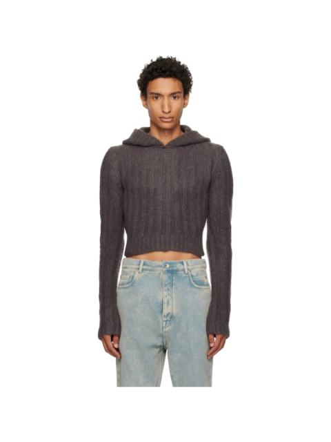 Rick Owens Gray Tower Cropped Hoodie